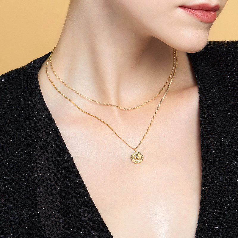 925纯银双层项链女锁骨链潮网红复古金币吊坠小众简约气质ins颈链|ruв категории Украшения,ювелирные изделия, ожерелье - от Buy2taobao.com для оказания профессиональной услуги покупки агента Taobao