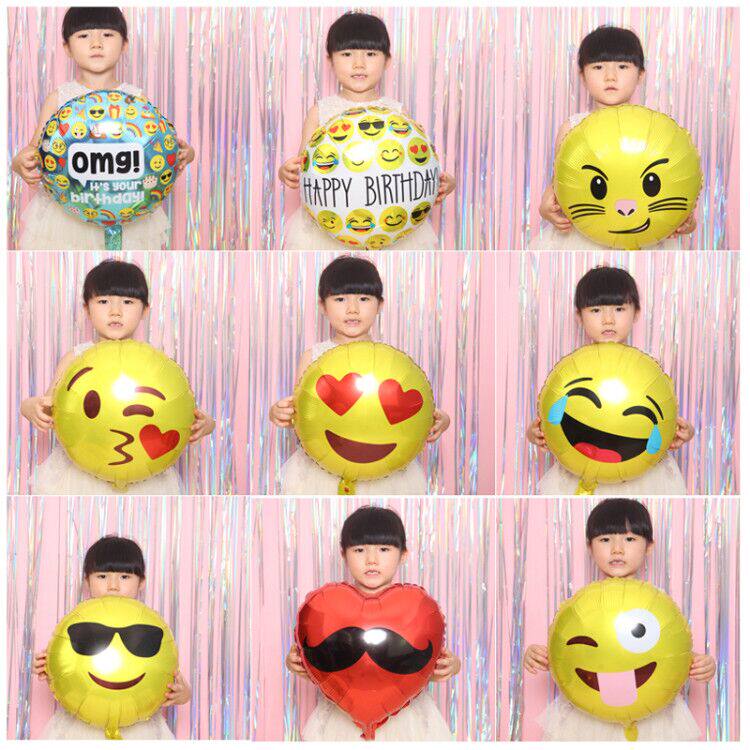 18寸笑脸表情气球胡子表情包铝膜气球生日装饰布置emoji 铝箔气球
