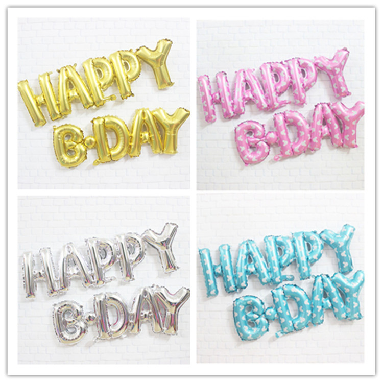 连体HAPPY BDAY气球生日字母铝膜气球套餐儿童周岁生日派对装饰品