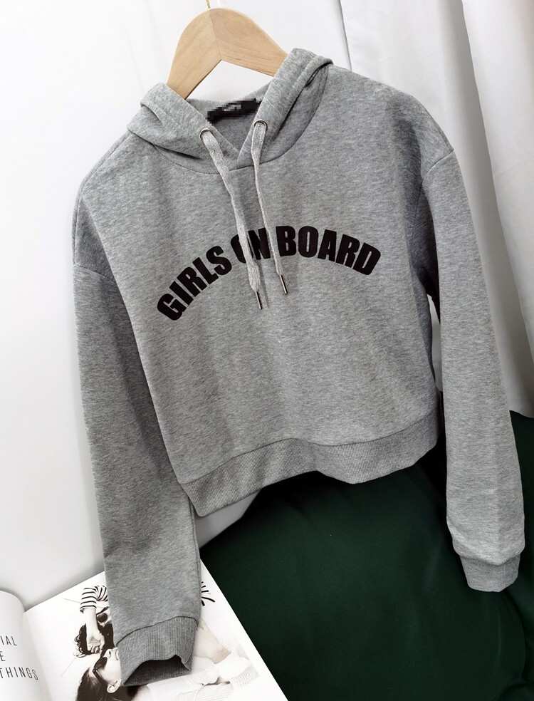 转季清仓白菜价出口单休闲宽松运动连帽上衣薄绒跳舞露脐长袖卫衣