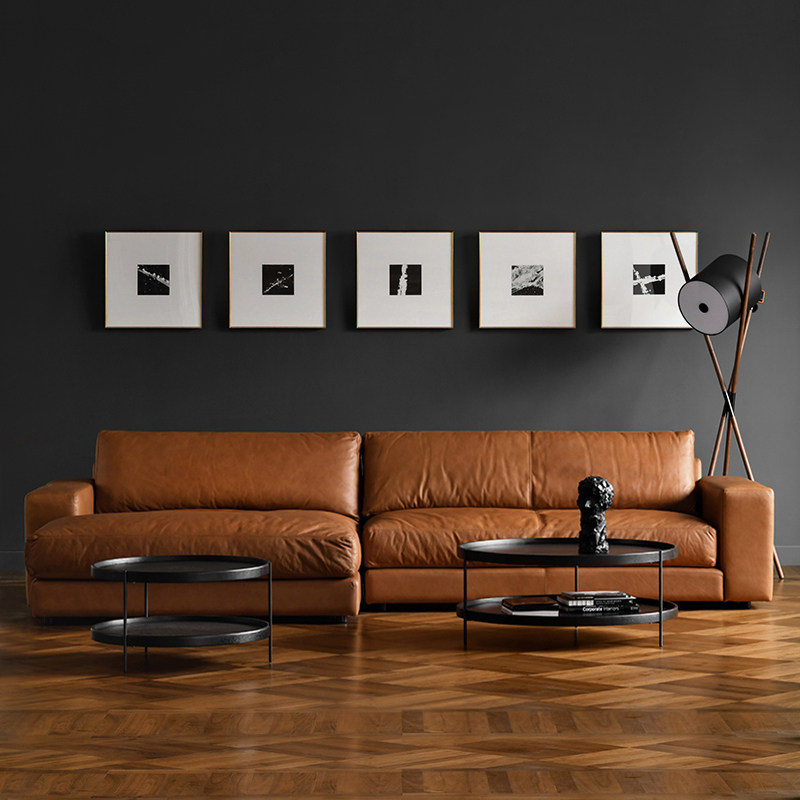 jolor进口头层苯胺牛皮北欧现代简约组合转角真皮沙发