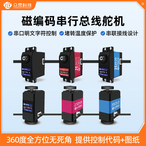 众灵磁编码360°串行总线舵机兼容PWM防堵转数字舵机金属轴机械臂 - 封面