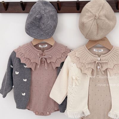 三小朵2671【秋野】春秋婴幼儿精致双层花边领主包屁衣哈衣