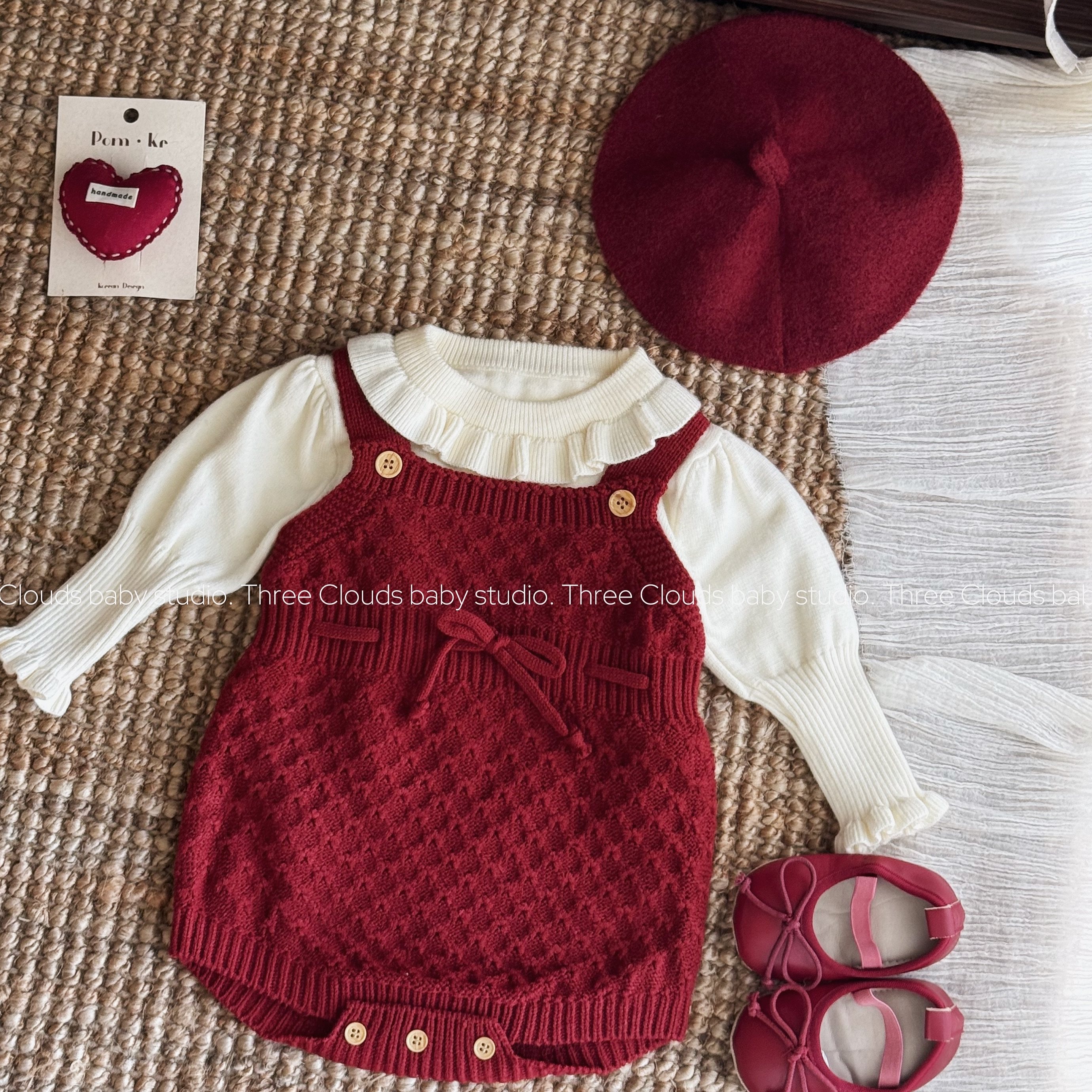 三小朵2759【波尔多红】女宝宝婴幼秋季针织哈衣圣诞氛围感哈衣,童装/婴儿装/亲子装,套装,淘宝优惠券,粉丝福利购,淘宝优惠卷