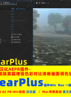 AEPR插件-ClearPlus去朦胧除雾霾增强色彩对比清晰画面调色插件