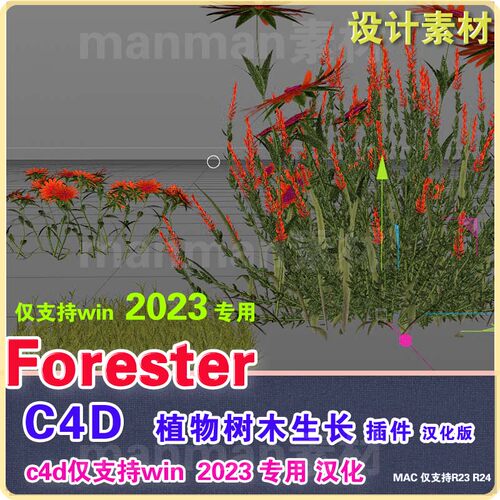仅限Win2023 C4D植物插件 c4Forester d植物树木快速生成插件