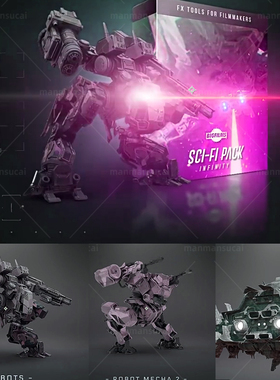 624个科幻史诗机器人机甲宇宙飞船激光火花特效合成4K视频素材