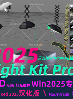 Windows版C4D2025灯光插件  GSG Light Kit Pro Plus 2025汉化版