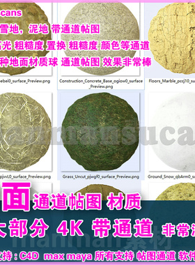 46 - Megascans泥土 雪材质帖图大合集 带通道 颜色法线置换 2k4k