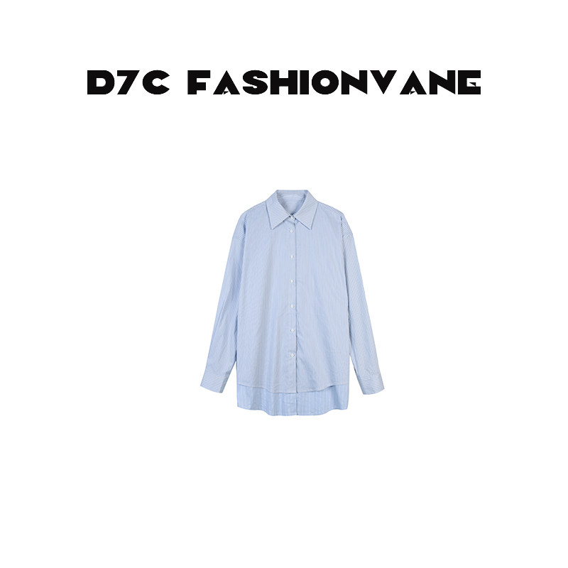【XINMO买手店】小众中长款假两件双襟宽松条纹衬衫女C07280517