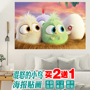 愤怒的小鸟动漫海报写真喷绘定制作KT板背胶防水自粘广告宣传图片
