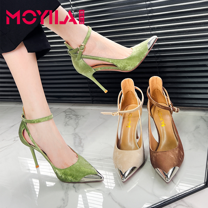 婷小柒羊皮浅口高跟鞋