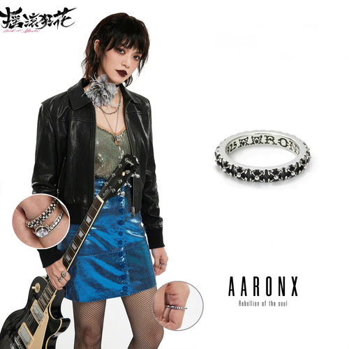 aaronx叠戴戒指女小众ins纯银