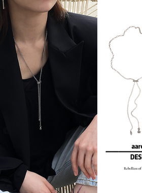 aaronx设计师原创铃兰小众复古百搭抽拉式925银做旧项链毛衣链