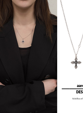 aaronx原创设计轻奢项链纯银十字架百搭女士夏小众链