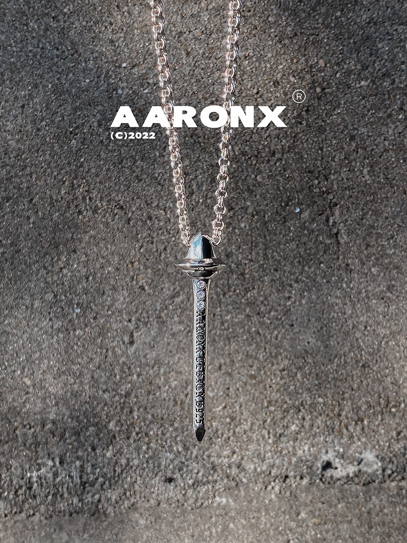 aaronx原创设计新品设计师创意钉子造型百搭简约叠戴925纯银吊坠
