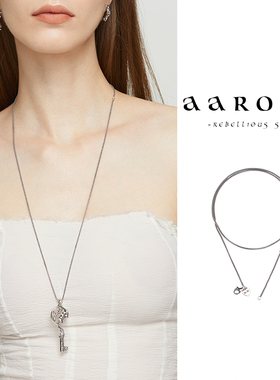 aaronx纯银设计师原创项链小众暗黑中世纪风925银做旧项链银链
