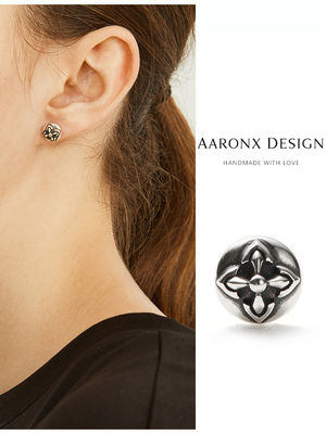 暗黑做旧耳钉AaronX纯银原创设计