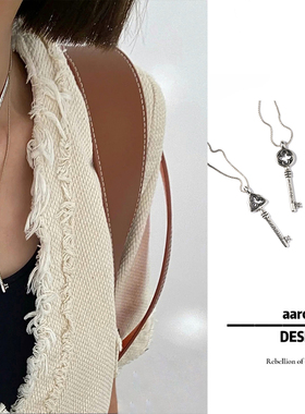 aaronx小众设计纯银钥匙配饰项链