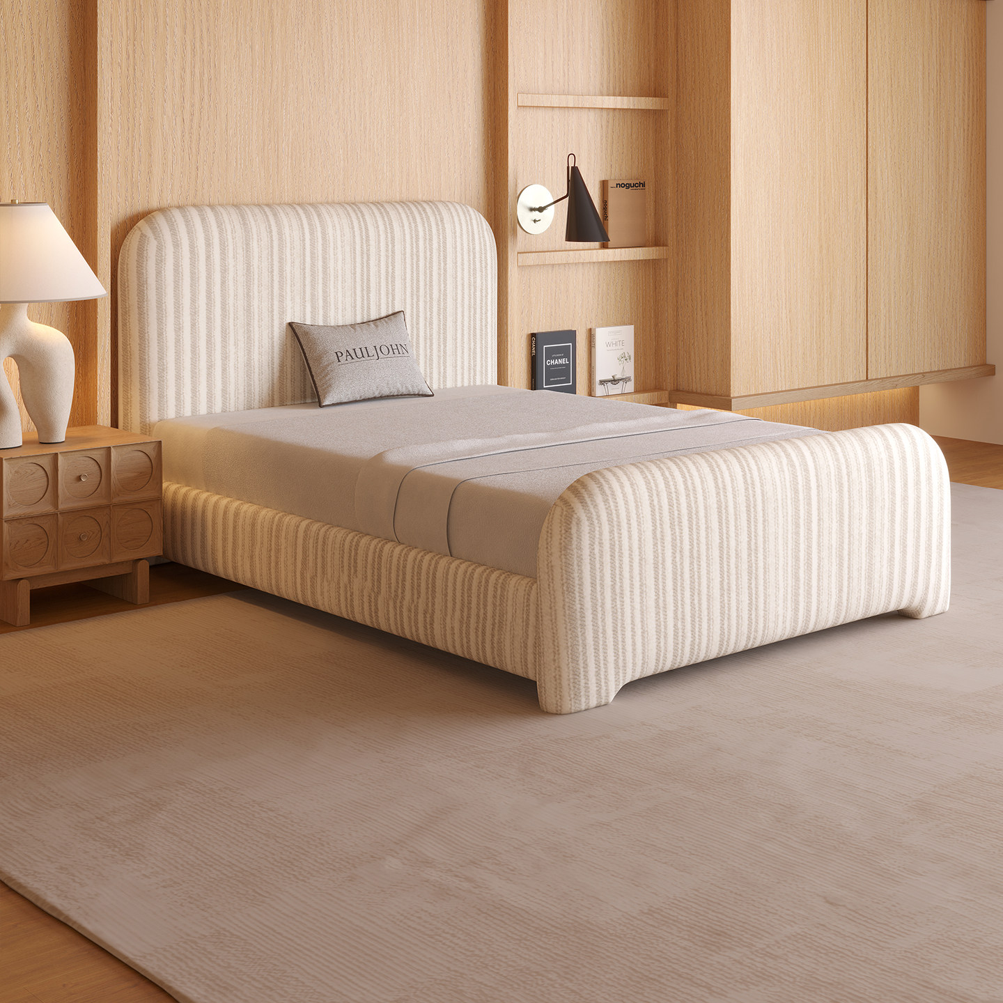 PAULJOHN新款极简奢儿童床现代别墅儿童房男孩女孩进口棉麻布艺床,住宅家具,布艺床,淘宝优惠券,粉丝福利购,淘宝优惠卷