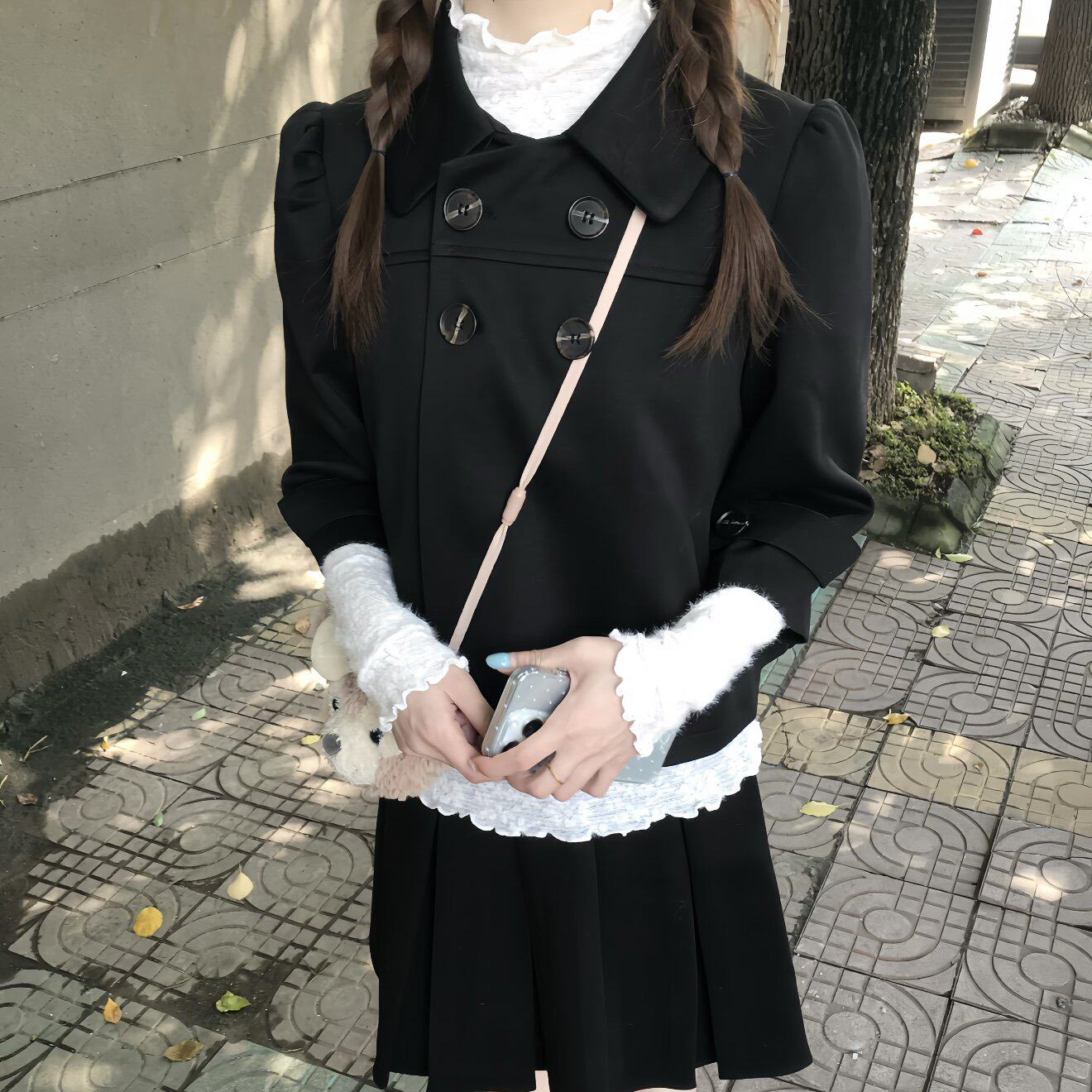 9.7新品WESTAYONE双排扣毛呢短款外套女气质+阔腿裤/毛呢中裙