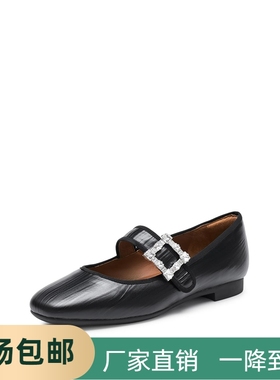 商场同款2025新款奶油方糖复古黑色玛丽珍鞋浅口单鞋女EPQ10CQ4