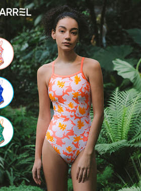 韩国BARREL连体泳衣女士梦幻色专业竞速游泳衣游泳馆温泉防晒耐氯