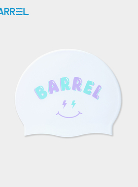 韩国BARREL硅胶泳帽 | 闪电微笑 | 专业竞技训练室内游泳白色成人