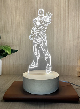 新款变色漫威漫画周边钢铁侠小夜灯床头灯卧室灯送男女生日礼物