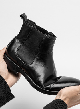 TBOF【夯货】老钱风切尔西靴男 水洗马皮 布雷克手缝固特异 皮底