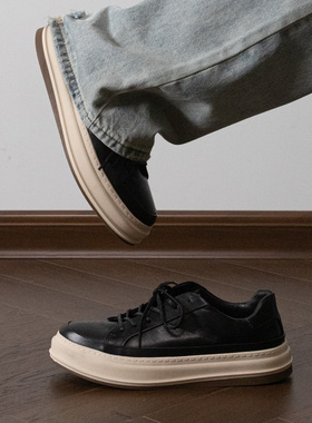 TBOF【长期主义】马皮系带运动休闲板鞋厚底增高舒适男鞋通勤百搭