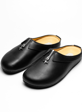 TBOF【西装暴徒】黑色星芒拉链勃肯鞋BK01包头半拖穆勒鞋男纳帕皮