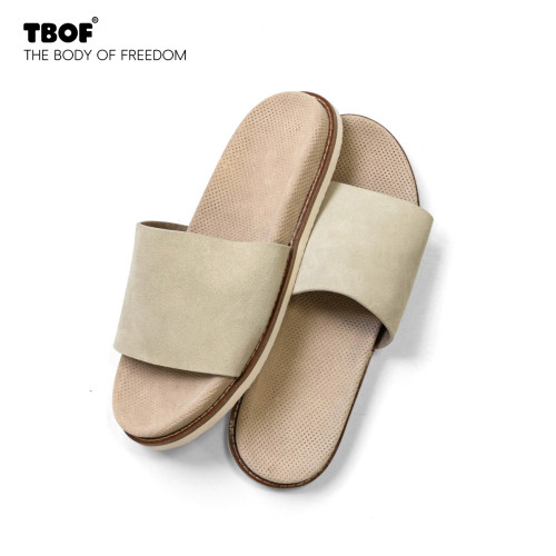 TBOF【松弛感】牛皮一字拖凉拖鞋