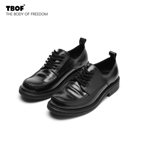 TBOF头层牛皮褶皱感德比鞋