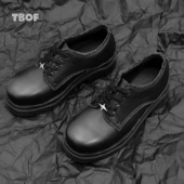 原创cleanfit牛仔做旧厚底增高休闲大头皮鞋 TBOF 星芒德比鞋 男