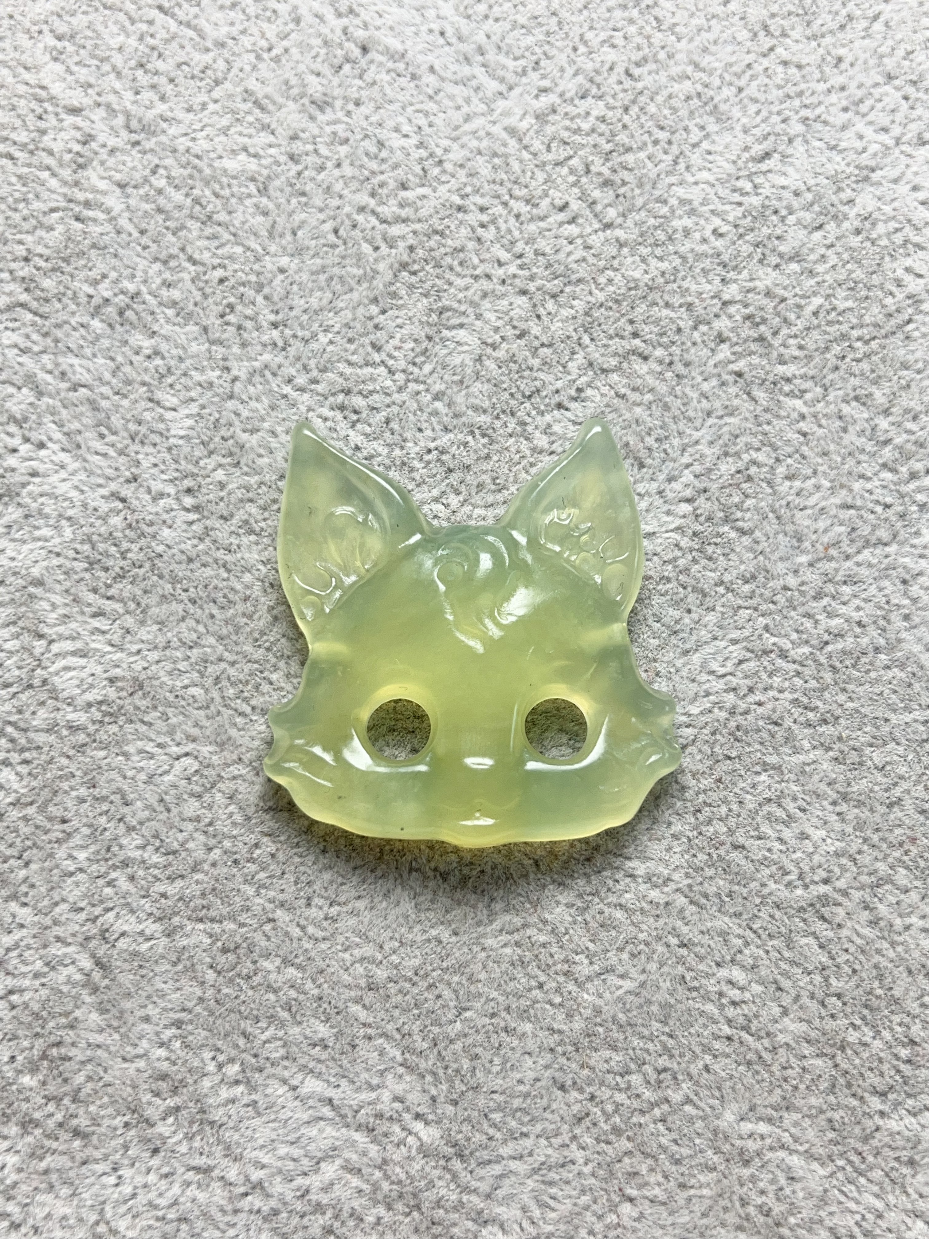 新款岫玉狐狸面具天然玉石狐狸吊坠岫玉辽阳花玉狐狸头吊坠手牌