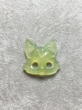 新款岫玉狐狸面具天然玉石狐狸吊坠岫玉辽阳花玉狐狸头吊坠手牌