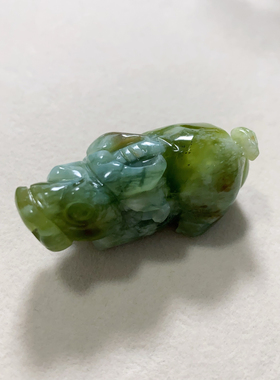 新岫玉牛手把件花玉牛摆件吊坠金牛立体生肖吊坠私拍随机发