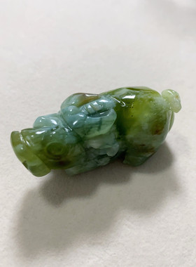新岫玉牛手把件花玉牛摆件吊坠金牛立体生肖吊坠私拍随机发