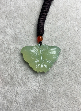 新岫玉老料蝴蝶吊坠绿冰蝴蝶玉佩蓝水蝴蝶国风汉服配饰吊坠