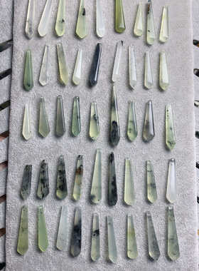 新天然岫玉水滴吊坠岫玉高冰水墨蓝冰白冰提溜手工玉石耳坠流苏