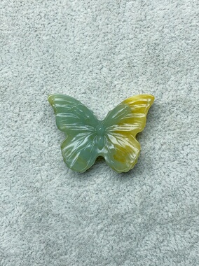 新地球蓝蝴蝶吊坠天然玉石蝴蝶项链坠花玉蝴蝶手牌中式项链岫玉蝴