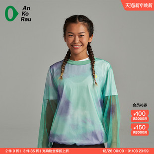 T恤 stop 跳舞网眼透气长袖 AnKoRau安高若 女士夏季 Can