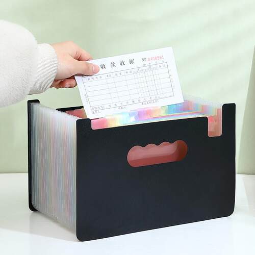 大容量票据收纳夹增值税发票盒桌面站立式A5多卡位包伸缩文件夹小收据夹多层分类资料档案夹支票夹说明书收集