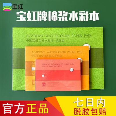 宝虹水彩本水彩纸学院级300g细中粗纹8k四面封胶4k全棉浆16k美术