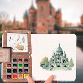 史明克歌文美术专用全套工具调色 固体分装 迷你可携式 水彩颜料套装