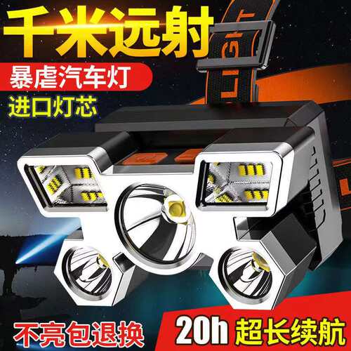 LED头灯强光超亮头戴式小手电筒户外远射充电疝气夜钓鱼矿灯