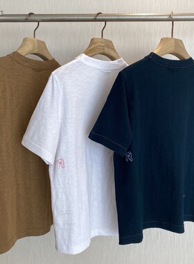 深圳南油~随便穿百搭！高货刺绣R单45竹节棉宽松圆领短袖T恤女