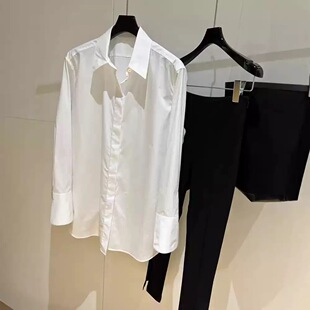 白色衬衫 深圳南油货 长袖 极简风羊腿袖 上衣衬衣女 高品质定制单