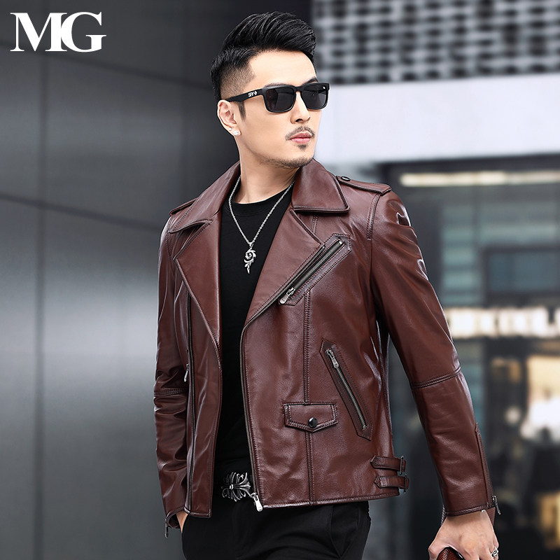 哈雷机车单外套夹克小牛皮